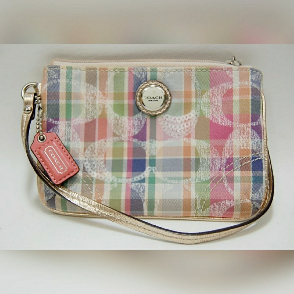 Pink Pastel Plaid Coach Wrislet with COA